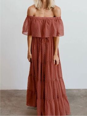 Baltic Born Swiss Dot Off the Shoulder Maxi Dress - Size Large